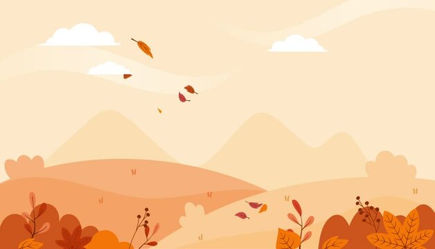 Autumn leaves landscape animation