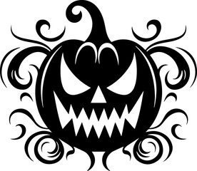 Halloween pumpkin icon. Halloween ornamental curls, swirls divider and filigree ornaments vector illustration