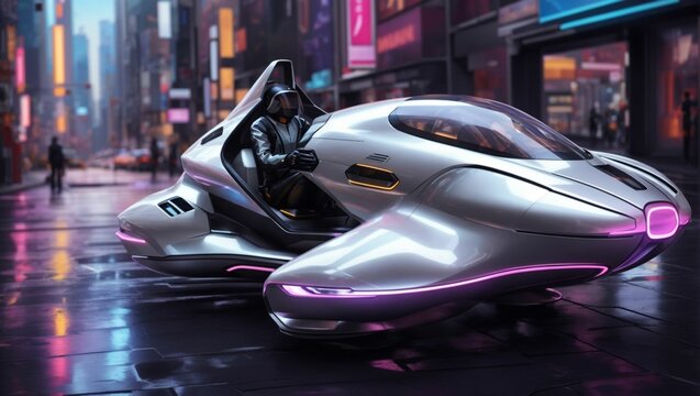 neon hovercar by Generative AI