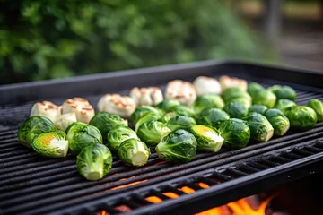 Foto op Aluminium long shot of a bbq grill filled with brussels sprouts © altitudevisual