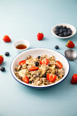 Traditional overnight oats with berries and banana