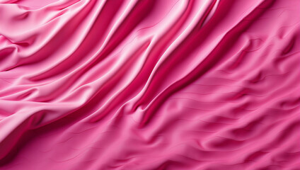 Pink texture 3D fabric layers in gradient vector banner. Cover layout material design template. Abstract realistic textile, material, decoration textured wavy layers