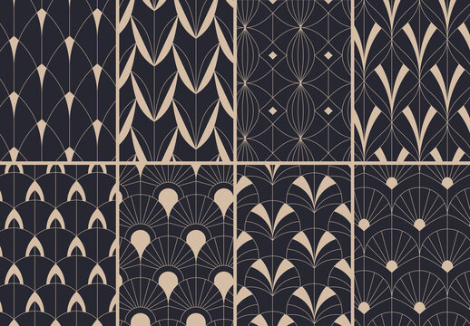 Art Deco Patterns Set in Black and Sand