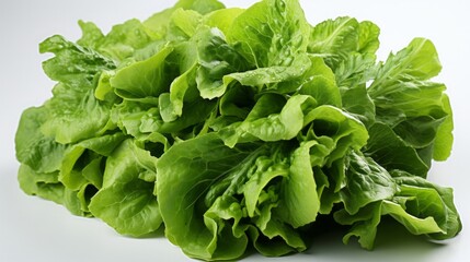 Lettuce green salad on white background. Generative AI.