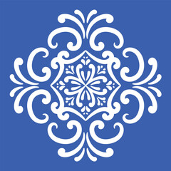 Pattern blue and white.Original traditional Portuguese and Spain decor.Seamless pattern tile with Victorian motives.Ceramic tile in talavera style. Ornamental blue and white patterns for any decor.