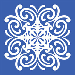 Pattern blue and white.Original traditional Portuguese and Spain decor.Seamless pattern tile with Victorian motives.Ceramic tile in talavera style. Ornamental blue and white patterns for any decor.