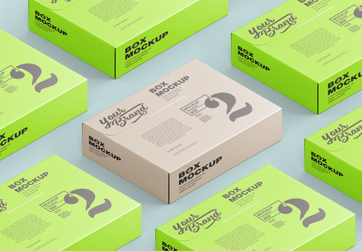 Set of Flat Cardboard Boxes Mockup