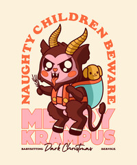 Naughty Children Beware. Christmas Cartoon Character Illustration.