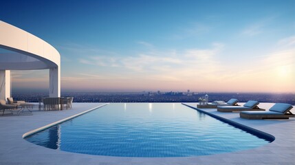 A rooftop pool with an infinity edge that seamlessly blends into the horizon.
