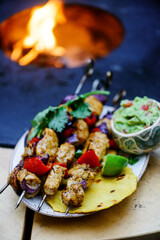 chicken fajitas on the outdoor gril Tex-Mex