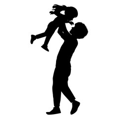cute father and daughter silhouette