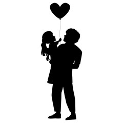 cute father and daughter silhouette