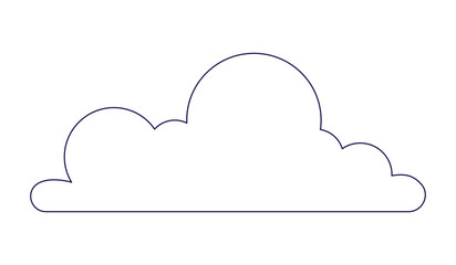 Outlined cloud black and white 2D line cartoon object. Cloudy weather isolated vector outline item. Simplicity cloudscape natural. Computing wireless monochromatic flat spot illustration - obrazy, fototapety, plakaty