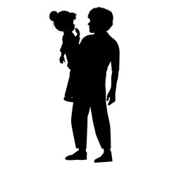 cute father and daughter silhouette