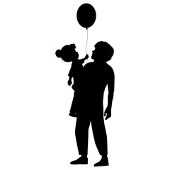 cute father and daughter silhouette