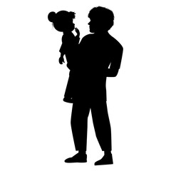 cute father and daughter silhouette