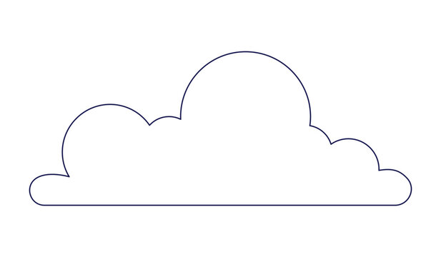 Outlined cloud black and white 2D line cartoon object. Cloudy weather isolated vector outline item. Simplicity cloudscape natural. Computing wireless monochromatic flat spot illustration