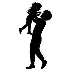 cute father and daughter silhouette