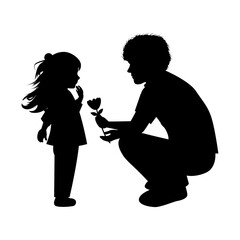 cute father and daughter silhouette