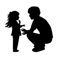 cute father and daughter silhouette