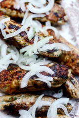 Chicken Lula Kebab on the outdoor grill
