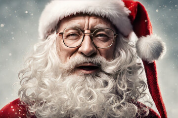 Happy Santa Claus smiling on isolated background, Christmas celebration, Culture and Religion concept , generative ai