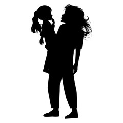 silhouette of mother and daughter