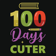 100 days elementary school teachings typographic vector tshirt design