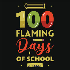 100 days elementary school teachings typographic vector tshirt design