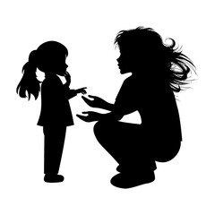 silhouette of mother and daughter