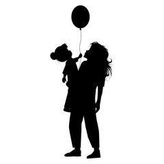 silhouette of mother and daughter