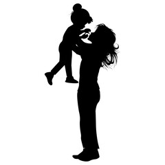 Fototapeta premium silhouette of mother and daughter