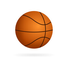 Basketball icon. Flat, brown, basketball ball with shadow, basketball ball icon. Vector icon