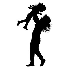 silhouette of mother and daughter