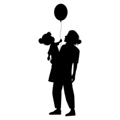 silhouette of mother and daughter