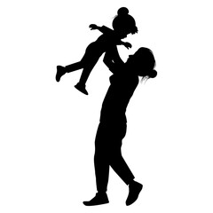 silhouette of mother and daughter