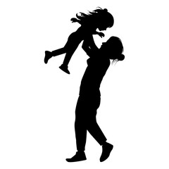 silhouette of mother and daughter