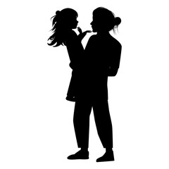 silhouette of mother and daughter