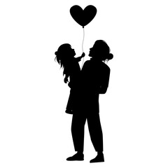 silhouette of mother and daughter