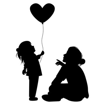 recommend clip art: silhouette of mother and daughter