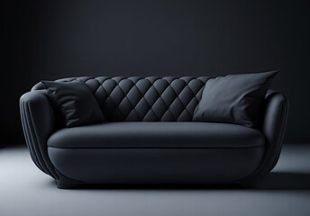 Luxury dark  room interior with gray sofa
