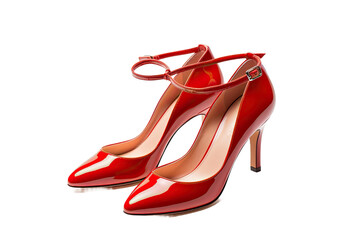 Fashionable Red High Heel Footwear for Ladies Isolated on Transparent Background