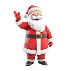 Fototapeta premium Cartoon happy Santa Claus, Christmas 3d toy isolated on transparent white background