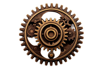 Mysterious Steampunk Gear Contraption Isolated on Transparent Background - obrazy, fototapety, plakaty