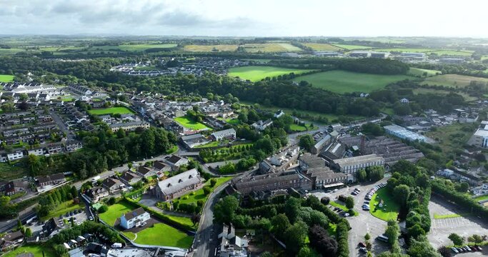 Overhead birds eye view Blarney castle Cork Ireland 4k