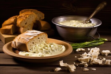crumbling old bread into a thick, creamy soup