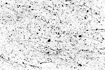 Black blobs isolated on white. Ink splash. Brushes droplets. Grainy texture background. Vector illustration.  