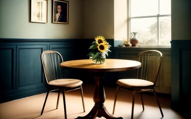 Sunny Minimalism Elegant Dining Room Interiors with a Touch of Home ai generated