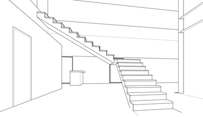 Modern house architecture 3d sketch