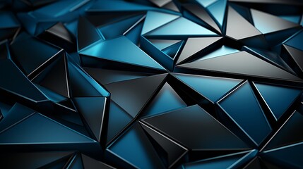 Abstract blue and black angular geometry wallpaper. Generative AI.